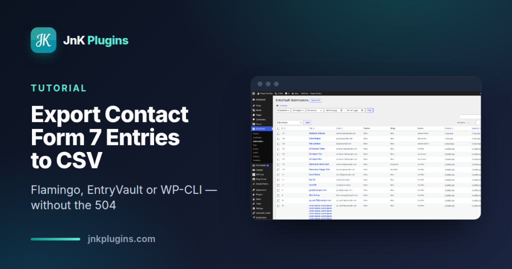 Exporting Contact Form 7 entries to CSV from the EntryVault submissions screen