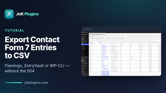 Exporting Contact Form 7 entries to CSV from the EntryVault submissions screen