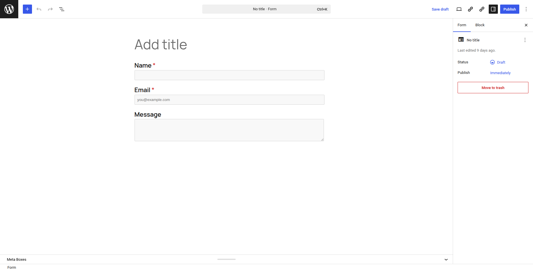 Building a form with Trinity Forms as Gutenberg blocks in the WordPress editor