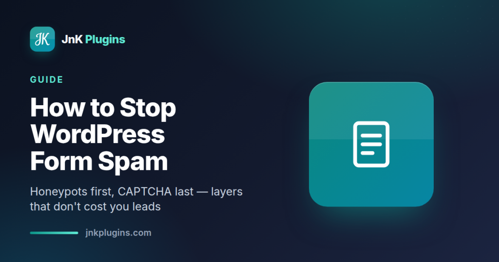 Stop WordPress form spam — featured card