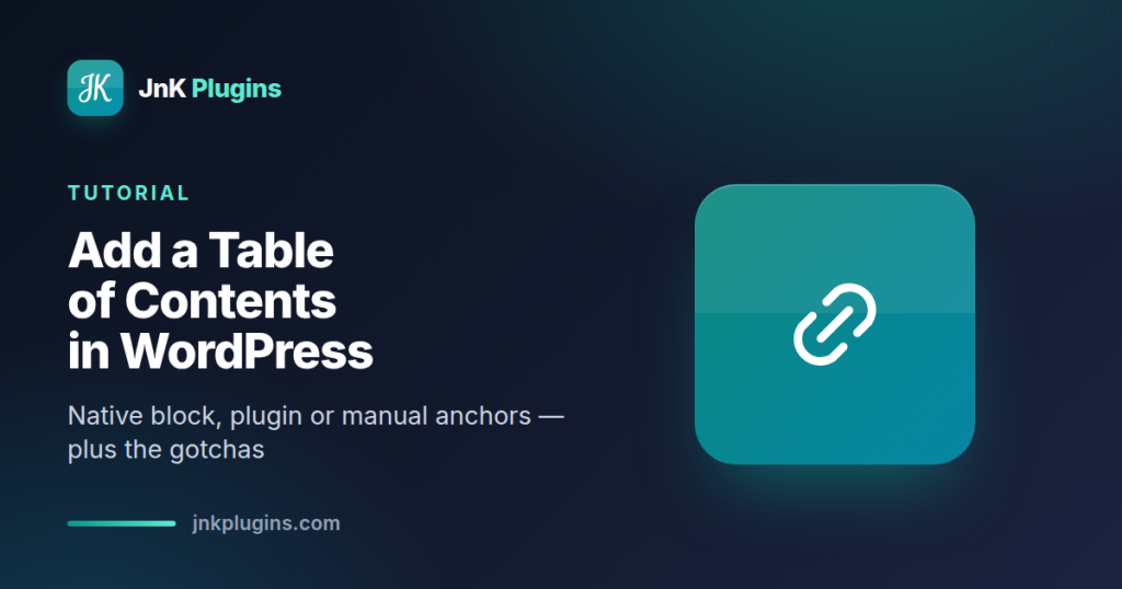 Table of contents in WordPress — featured card