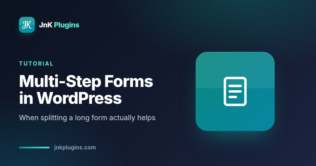 A multi-step WordPress form showing a progress indicator