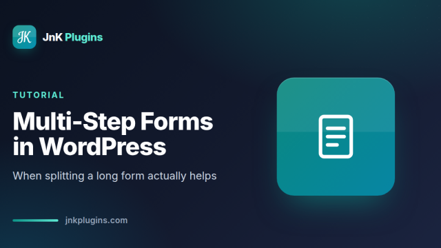A multi-step WordPress form showing a progress indicator
