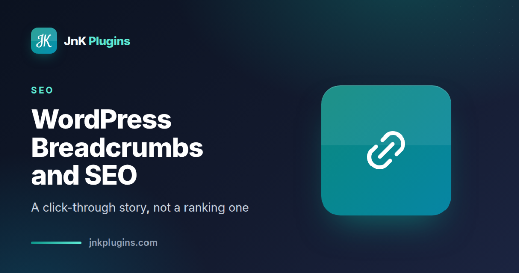 A breadcrumb trail on a WordPress site with structured data